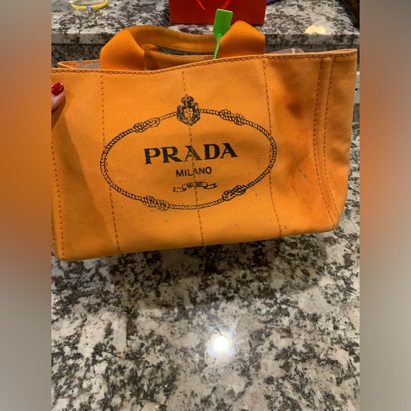 Large Prada Orange Canapa - Picture 2 of 12